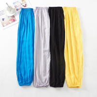 睡裤男棉长裤绵绸灯笼裤宽松人造棉女薄款棉绸裤子成人防蚊裤