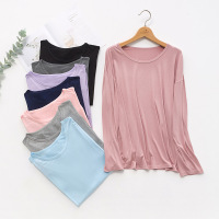 韩版秋季女士睡衣休闲莫代尔家居服薄款宽松单上衣女夏仙宅宅睡衣