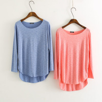 女士睡衣春夏韩版打底衫竹节棉长袖t恤家居服上衣 可外穿