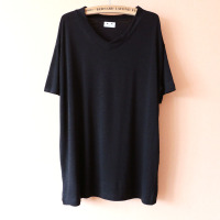 可外穿 夏季男士竹节棉v领短袖t恤宽松运动休闲睡衣家居服上衣