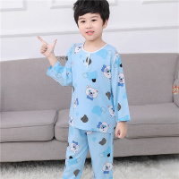 夏天儿童睡衣宝宝男童女孩薄款棉绸长袖套装小孩子绵绸空调家居服