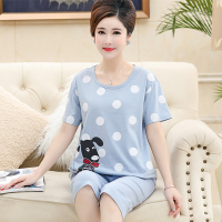 中年妈妈睡衣女夏季薄款纯棉短袖宽松版中老年夏家居服套装可外出