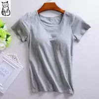 不用穿内衣的夏装女家居服睡衣带胸垫短袖t恤文胸罩杯一体打底夏