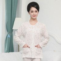 纯棉女士薄款长袖开衫线衣系扣子单件上衣全棉家居起居服睡衣大码
