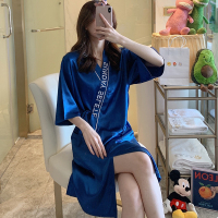 性感睡袍女士薄款冰丝夏季睡裙大码丝绸浴袍睡衣裙春秋和服家居服