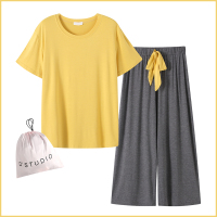 韩国布袋睡衣 网红夏季薄款胖mm莫代尔睡衣家居服女夏可出门 休闲