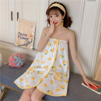 夏季浴巾女士睡衣纯棉性感裹胸睡袍甜美可爱浴室洗澡抹胸睡裙浴袍
