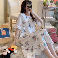 睡衣女夏季纯棉短袖学生可爱小飞象甜美公主风宽松家居服长款睡裙