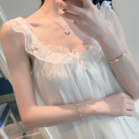 睡衣女夏季纯棉睡裙薄款吊带裙甜美性感蕾丝公主家居服带胸垫睡裙