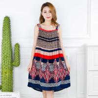 韩版吊带睡裙宽松大码睡衣加大加肥连衣裙胖mm棉绸家居服中裙女夏