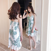 韩版吊带睡衣女夏甜美可爱清新学生莫代尔棉v领带胸垫睡裙家居服