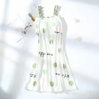 睡衣女夏吊带睡裙带胸垫薄款纯棉大码胖mm200斤莫代尔裙子家居服