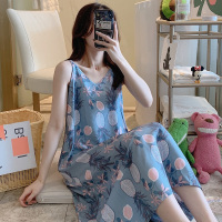 睡裙女夏季吊带小性感可爱棉绸睡衣可爱人造棉少女长款过膝家居服
