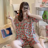 睡衣女夏2020新款流行纯棉绸睡衣女夏季短袖短裤甜美学生家居服
