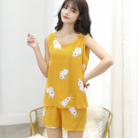 睡衣女夏棉绸短袖两件套装胖mm200斤加大码宽松布袋人造棉家居服