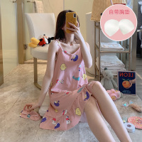 睡衣女夏性感纯棉带胸垫吊带睡裙女韩版夏天甜美学生连衣裙家居服