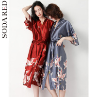 情侣睡衣女夏春秋季薄款冰丝绸性感睡袍结婚新娘晨袍婚礼浴袍男士