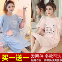 纯棉睡裙女夏季薄款睡衣家居服孕妇连衣裙涤棉大码公主风可爱韩版