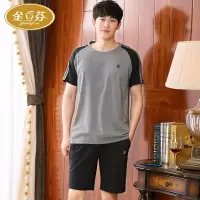 可外穿睡衣男装夏季纯棉短袖薄款男生大码男士睡衣夏天家居服套装