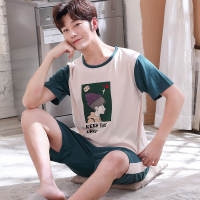 夏季睡衣睡裤男士纯棉胖子加肥加大码宽松220斤男装半袖半裤套装