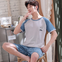 短袖短裤睡衣男士夏季纯棉薄款休闲宽松夏天男装青少年家居服套装