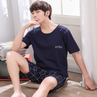夏季短袖男士纯棉运动睡衣背心短裤大码家居男人休闲套装