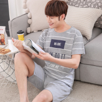 初中学生睡衣男夏短袖短裤纯棉线大童男小学生青少年高中生家居服