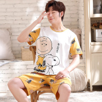 夏款睡衣男短袖纯棉薄款初中学生高中生全棉青少年男装家居服套装