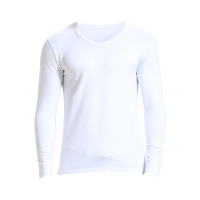 2件男士打底衫长袖紧身秋衣v领纯棉薄款保暖内衣内穿单件上衣贴身