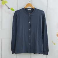 中老年开衫单件纯棉秋衣对襟爸爸开身薄款棉毛老人内衣男全棉上衣