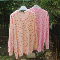 女士单件秋衣上衣纯棉中老年人加肥加大全棉内衣圆领半高领棉毛衫