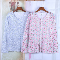 春夏薄款纯棉秋衣开衫中老年女长袖全棉上衣妈妈衫睡衣睡裤家居服