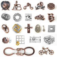 魔puzzle金锁益智玩具难度智力扣解锁解环解密孔明锁鲁班锁全套|手感好锌合金21件套装(赠收纳盒)