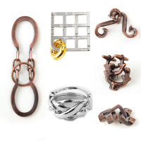 魔puzzle金锁益智玩具难度智力扣解锁解环解密孔明锁鲁班锁全套|手感好锌合金6件套装