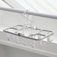 晾衣夹多功能家用挂钩多夹子儿童婴儿晒衣服的架子晒袜子神器|16夹灰色