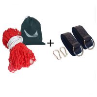 秋千户外吊床网状兜绳室内家用儿童宝宝成人学生寝室宿舍吊椅摇篮|尼龙加粗[红色+绑绳+布袋+绑带]