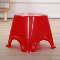 家用塑料凳子时尚茶几凳儿童矮凳子成人小板凳圆凳换鞋凳椅子|中号红色(高25cm)