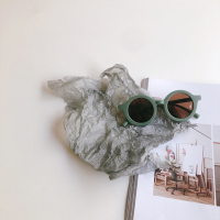 韩风婴童ins奶油色系儿童圆框太阳眼镜个性男女宝宝防晒太阳墨镜|墨绿