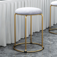 凳子家用轻奢餐桌凳餐椅子圆凳成人板凳现代北欧小凳子网红凳|(金架)高46灰色绒布布