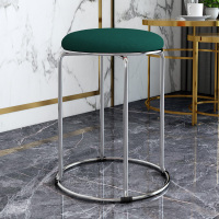 凳子家用轻奢餐桌凳餐椅子圆凳成人板凳现代北欧小凳子网红凳|高46墨绿布