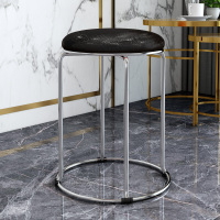 凳子家用轻奢餐桌凳餐椅子圆凳成人板凳现代北欧小凳子网红凳|高46鳄鱼纹黑皮