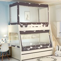 子母床蚊帐1.2m上下床铺1.5梯形家用高低床|小灰熊[含支架] 单下铺-[适合1.35米宽的下铺]梯形前开门