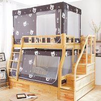 子母床蚊帐1.2m上下床铺1.5梯形家用|小灰熊[遮光款含支架] 单下铺-[适合1.5米宽的下铺]梯形前开门