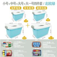 收纳箱装衣服收纳盒多功能杂物玩具大号整理箱宿舍储物收纳盒带盖|北欧绿【版】 小号+中号+大号（三个箱）
