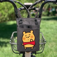 电动车挂包自行车小挂包前置电瓶车挂兜储物包车把包大容量|小号牛津布防水面料黑色小维黄熊