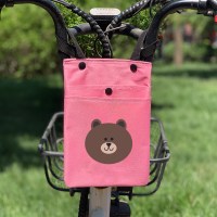 电动车挂包自行车小挂包前置电瓶车挂兜储物包车把包大容量|小号牛津布防水面料粉色小棕憨熊