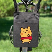 电动车挂包自行车小挂包前置电瓶车挂兜储物包车把包大容量|大号牛津布防水面料黑色小维黄熊