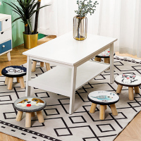 创意小木凳布艺凳子家用儿童小板凳实木矮凳子圆凳网红懒人沙发凳