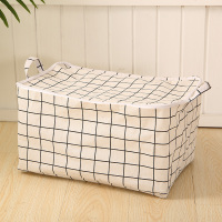 布艺收纳箱玩具零食收纳盒整理箱衣服内衣袜子衣物整理|白方格收纳包 中号38*24*23cm