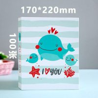 相册插页式家庭影集100张过塑大空量儿童纪念册卡通6寸小册本记录宝宝成长收纳册加厚200张插|小鲸鱼（100张-6寸）